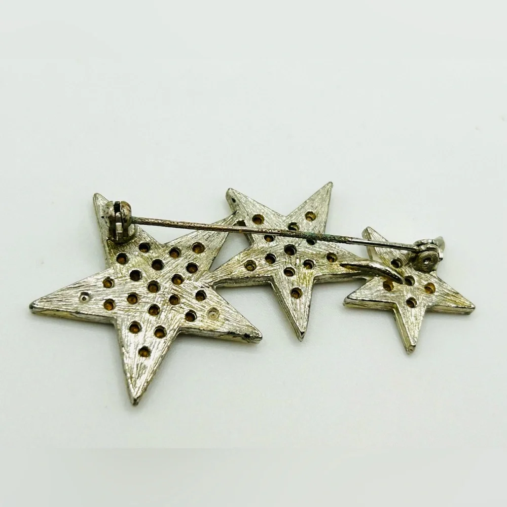 Vintage Art Deco Celestial Mystical Rhinestone Shooting Star Brooch Pin